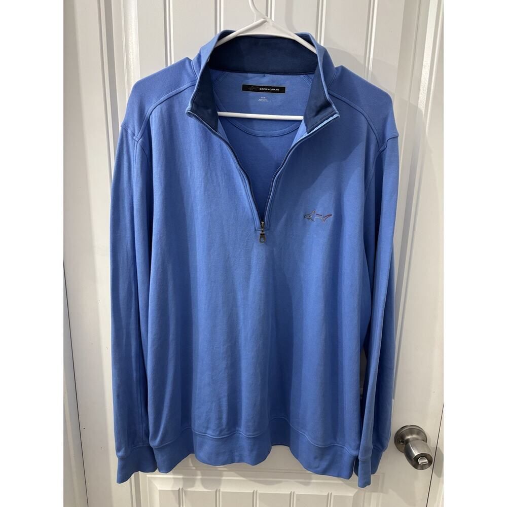 Greg Norman Pullover Sweatshirt Mens M Blue Long Sleeve 1/4 Zip - Picture 5 of 12